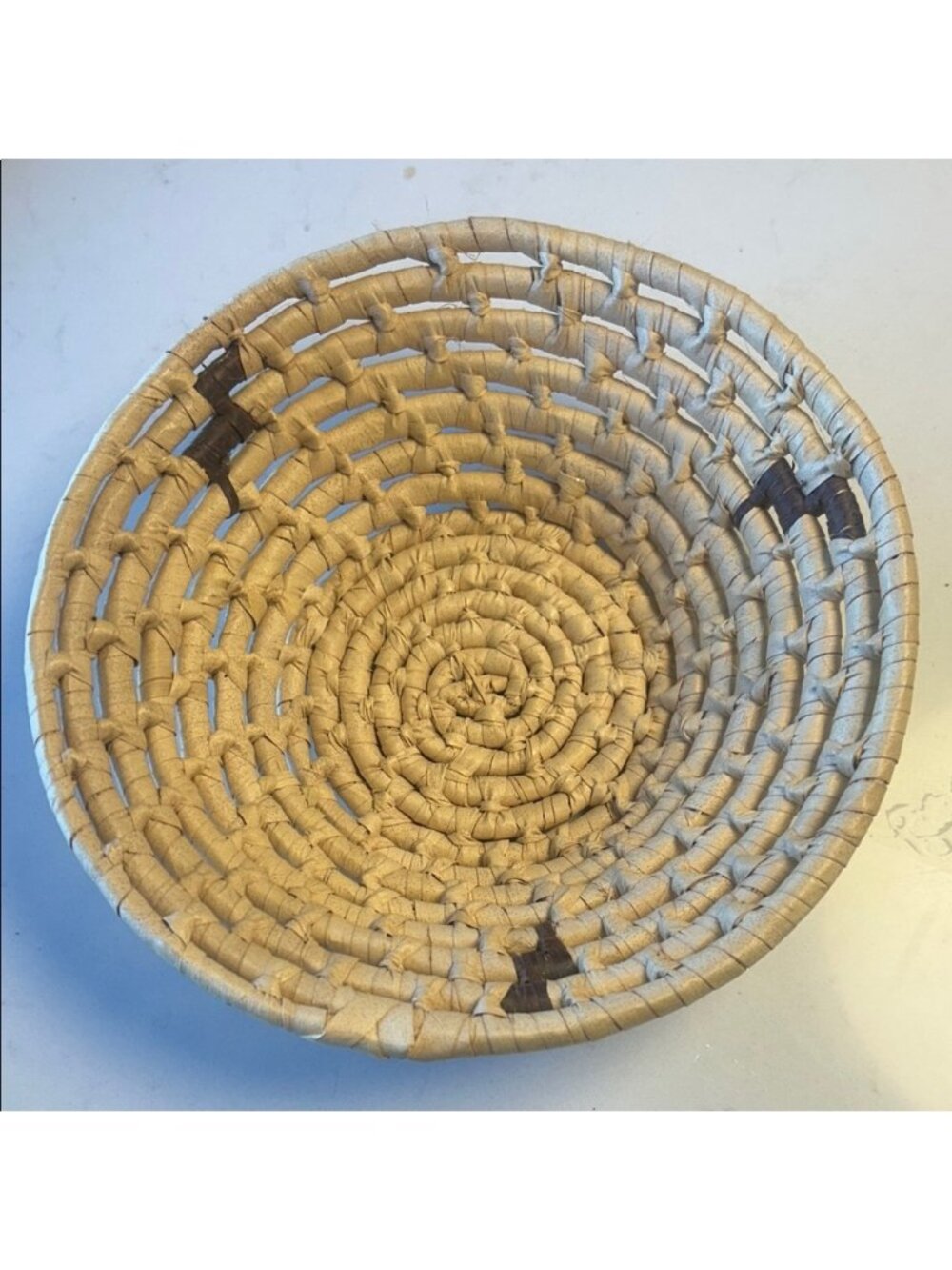 Handwoven Basket with Brown Accents